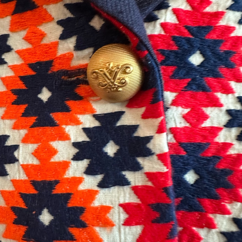 Stylish Geometric Patterned Jacket - dark blue an… - image 4